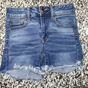 American Eagle Outfitters Distressed Blue Jean Shorts Size 0 High Rise Shortie